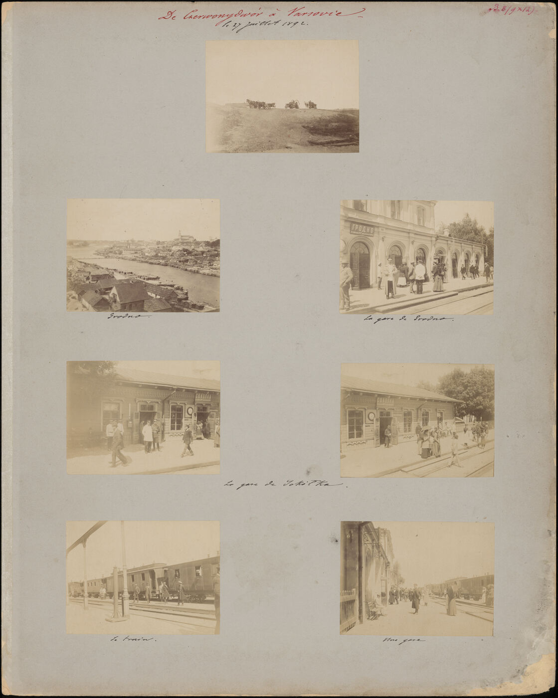 Benediktas Henrikas Tiškevičius, Kartono lakštas su septyniomis Benedikto Henriko Tiškevičiaus fotografijomis (Raudondvaris / Varšuva)