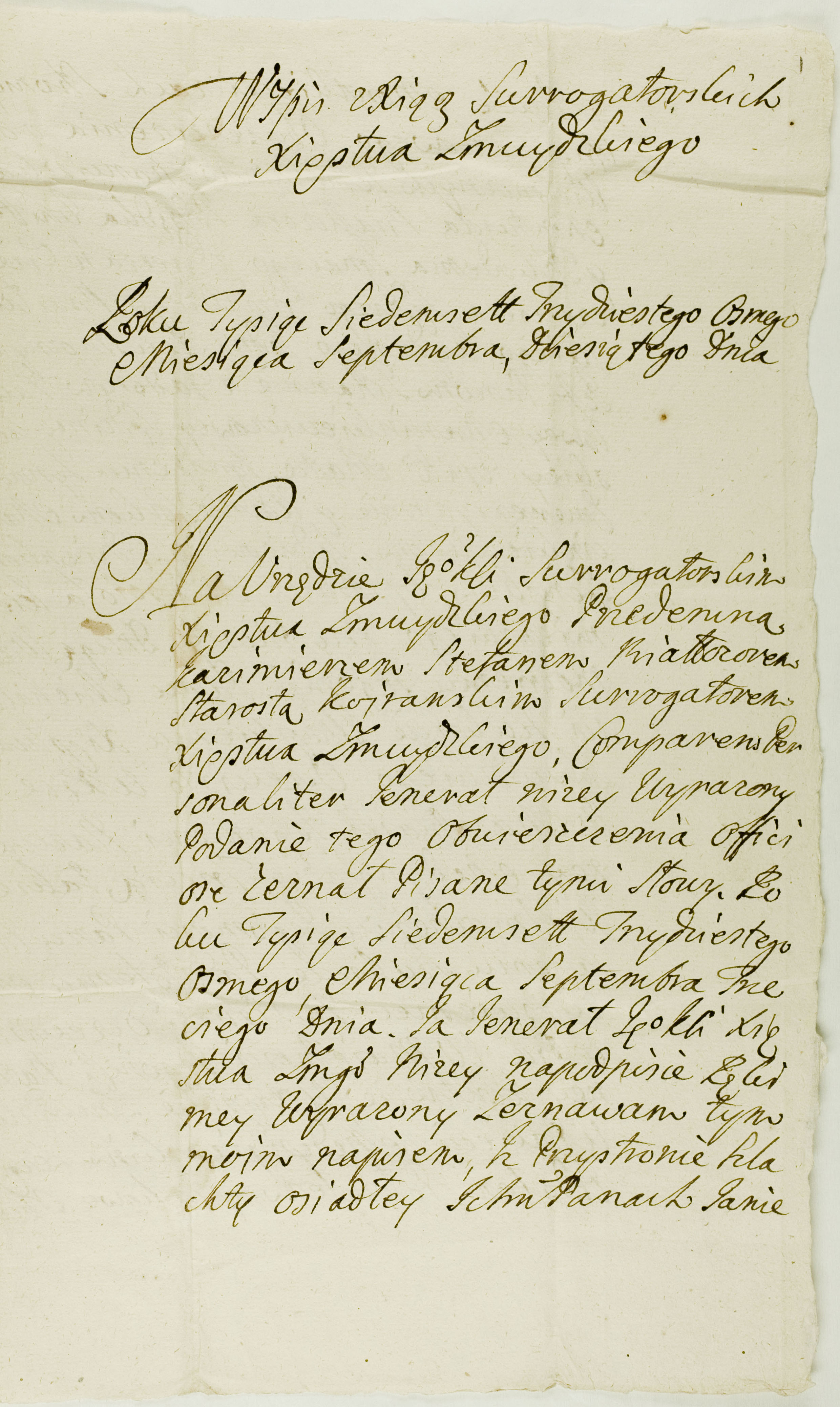 1738 m. Žemaitijos kunigaikštystės teismo šaukimų įteikimo patvirtinimo rankraštis.