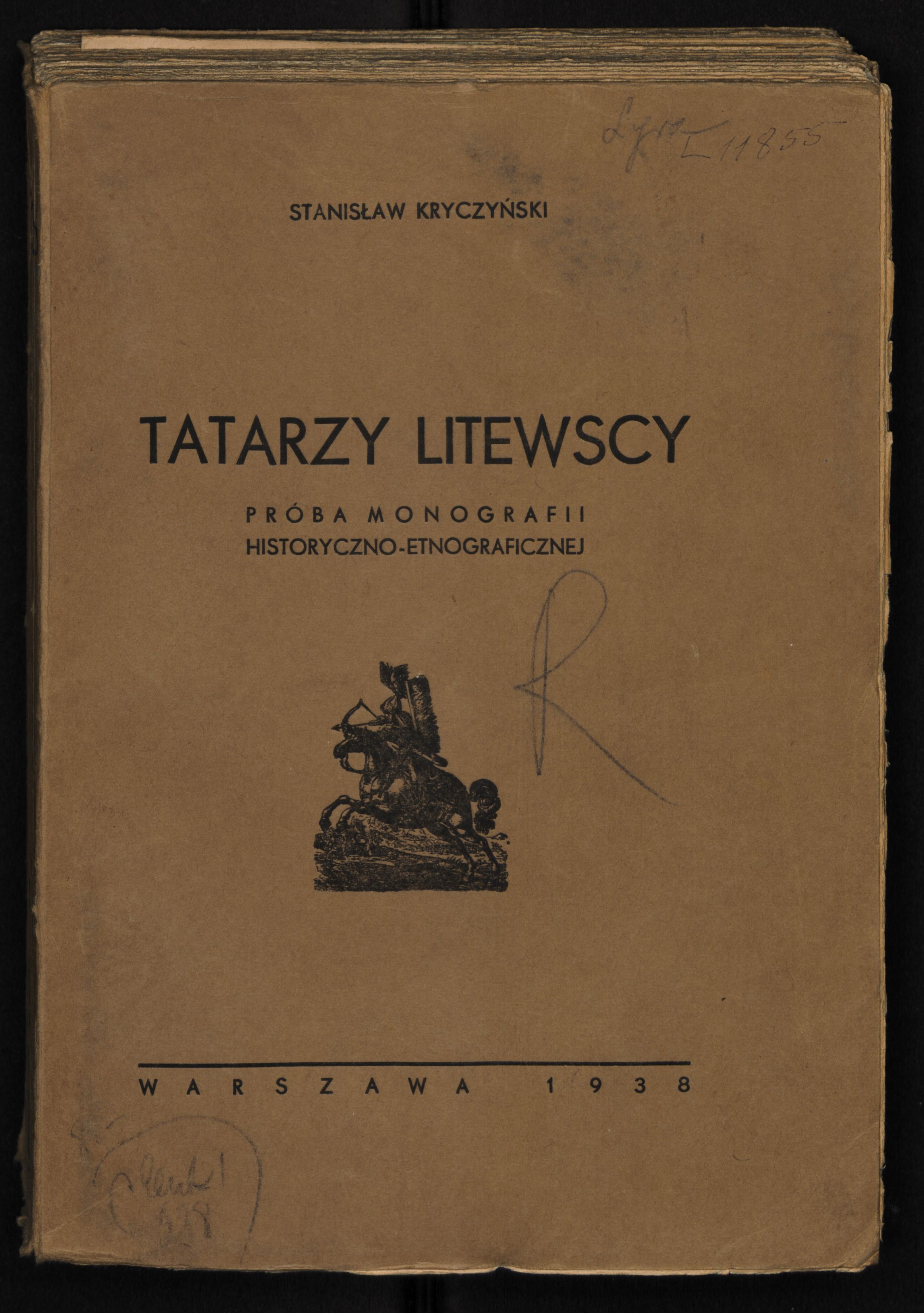 1938 m. leidinio apie Lietuvos totorius viršelis.