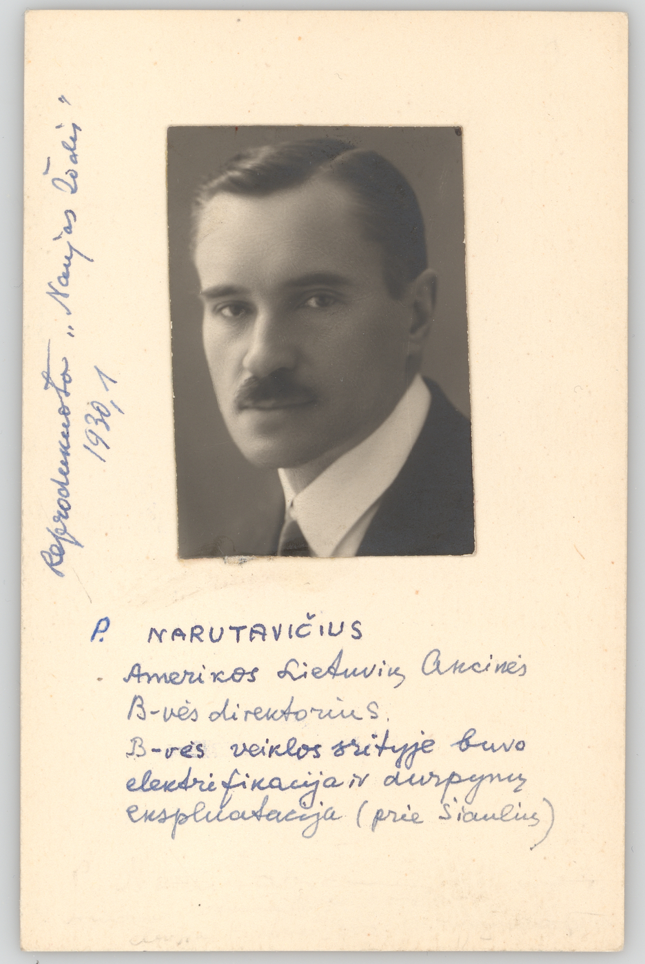 Nežinomas autorius, Amerikos lietuvių akcinės bendrovės direktorius P. Narutavičius