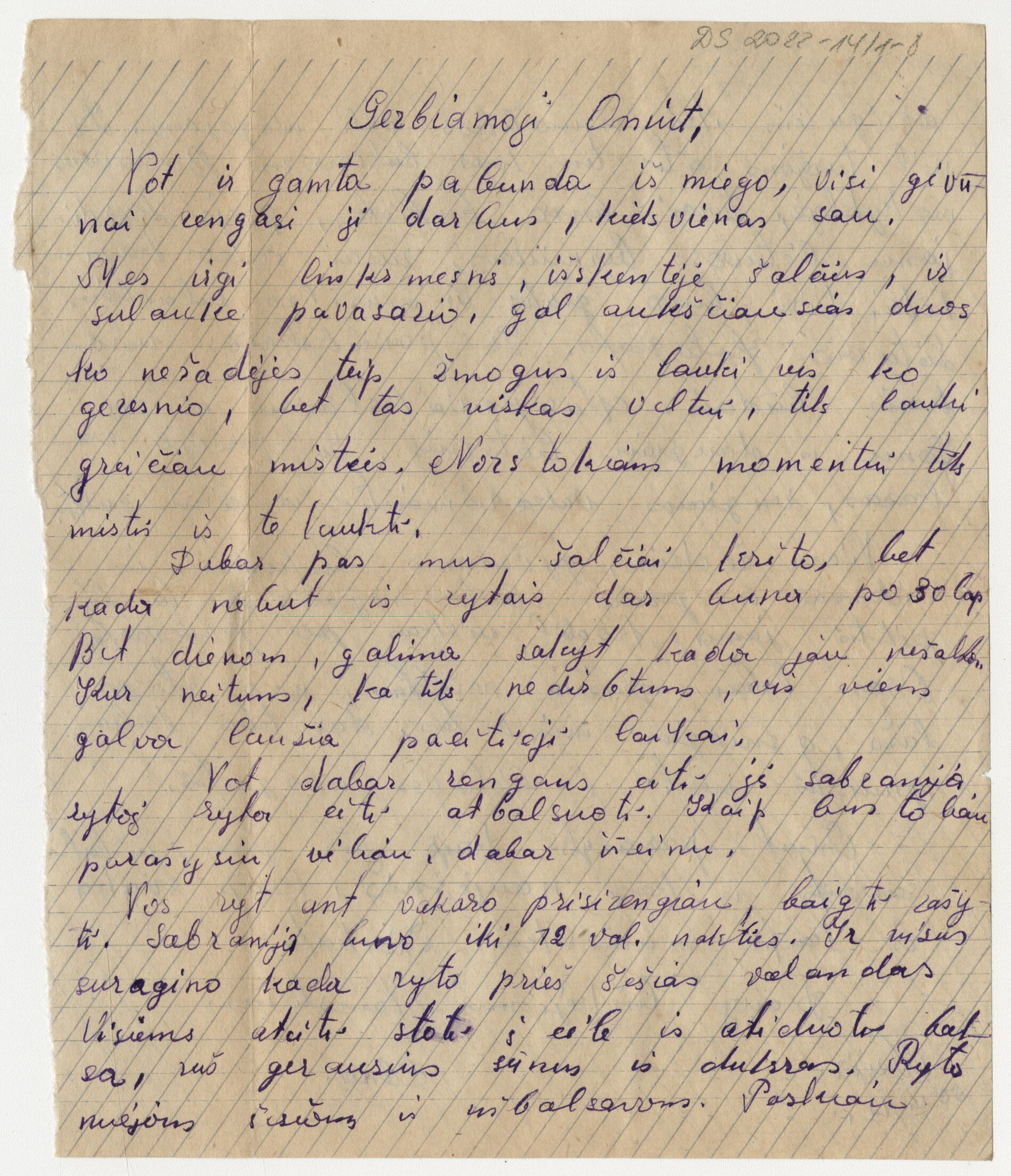 Tremtinės Elenos Žukauskienės laiškas, kuriame aprašomi rusai ir sovietinės tremties aplinka.