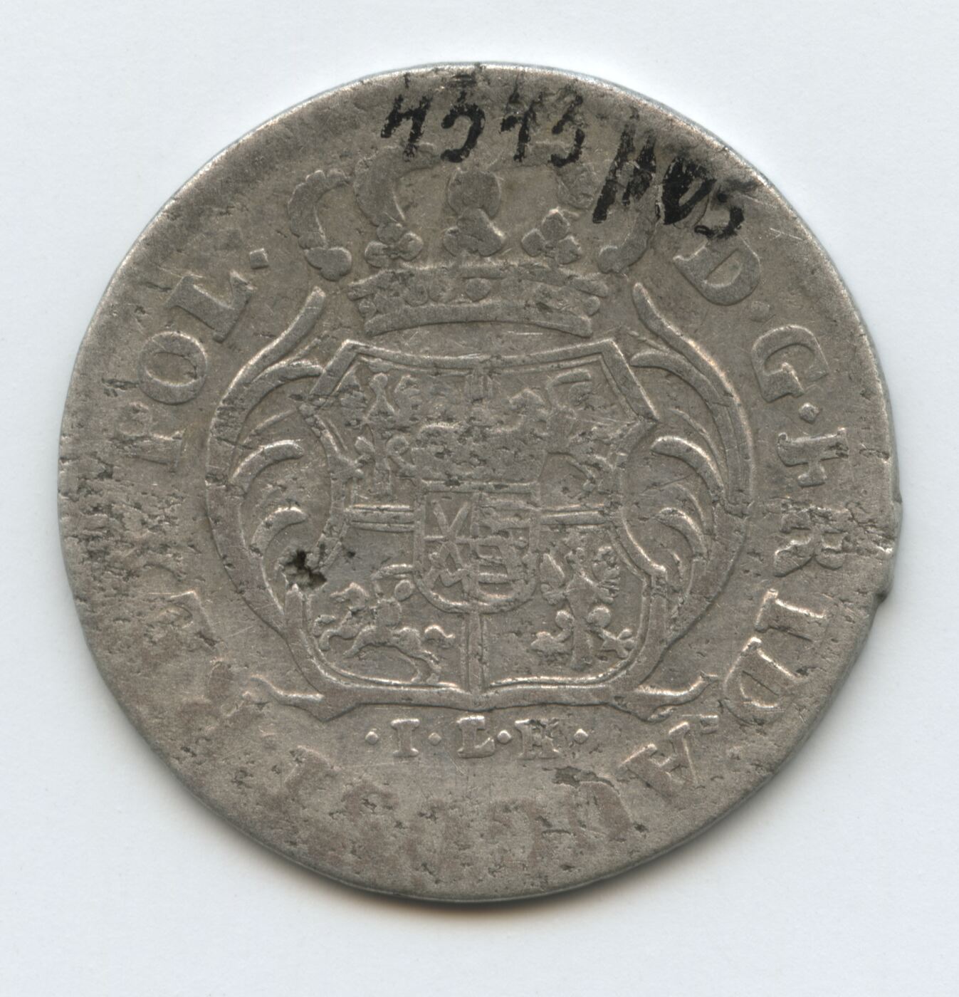 Augusto II 1707 m. Saksonijos 1/12 talerio moneta su Abiejų Tautų Respublikos herbu