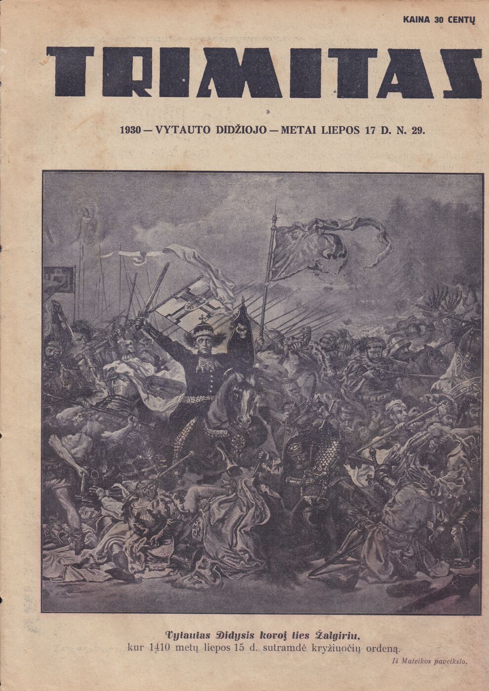 Lietuvos šaulių sąjungos žurnalo „Trimitas“ Nr. 29 viršelis, 1930 m.