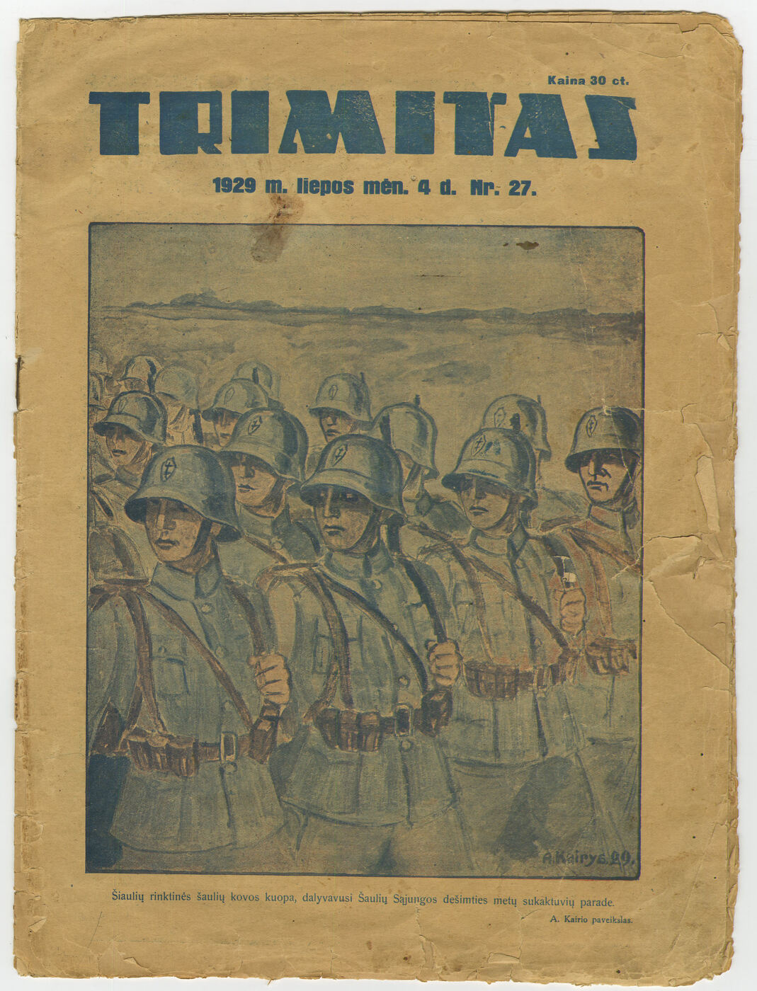 Lietuvos šaulių sąjungos žurnalo „Trimitas“ Nr. 27 viršelis, 1930 m.