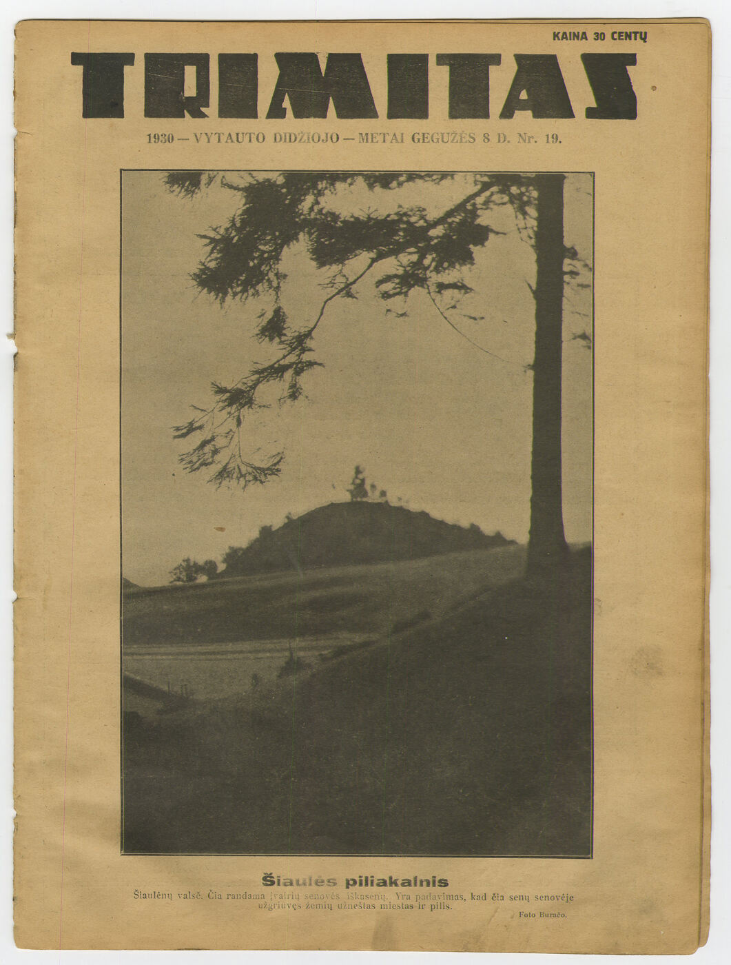 Lietuvos šaulių sąjungos žurnalo „Trimitas“ Nr. 19 viršelis, 1930 m.