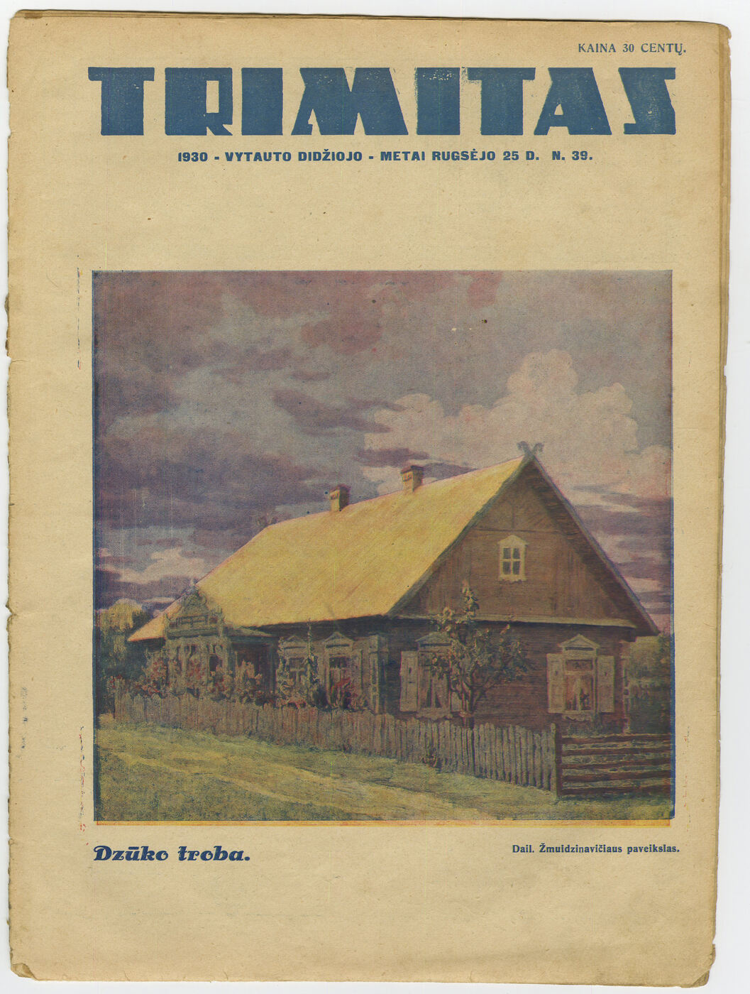 Lietuvos šaulių sąjungos žurnalo „Trimitas“ Nr. 39 viršelis, 1930 m.