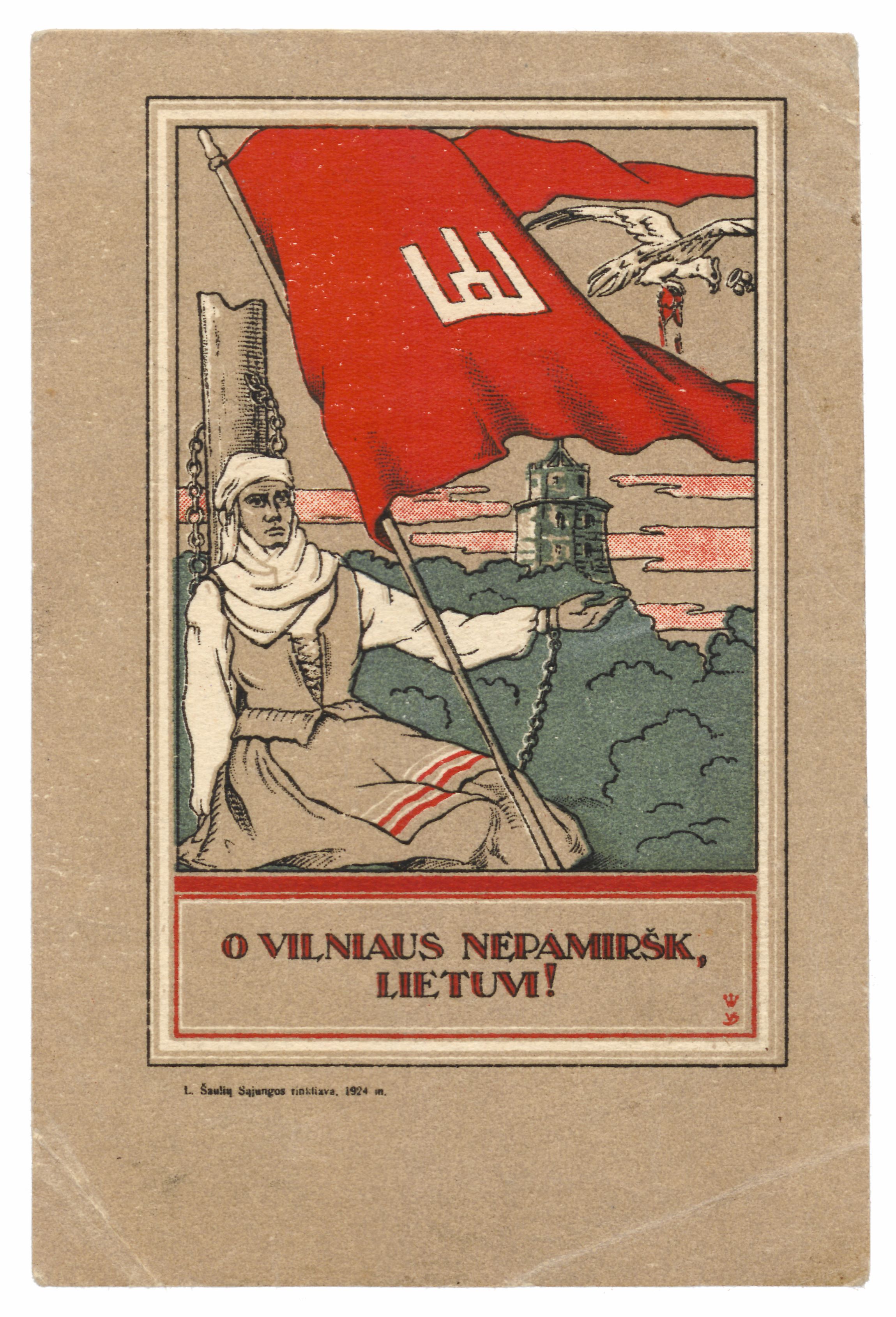 1924 m. Šaulių Sąjungos rinkliavos plakatas „O Vilniaus nepamiršk, lietuvi!“