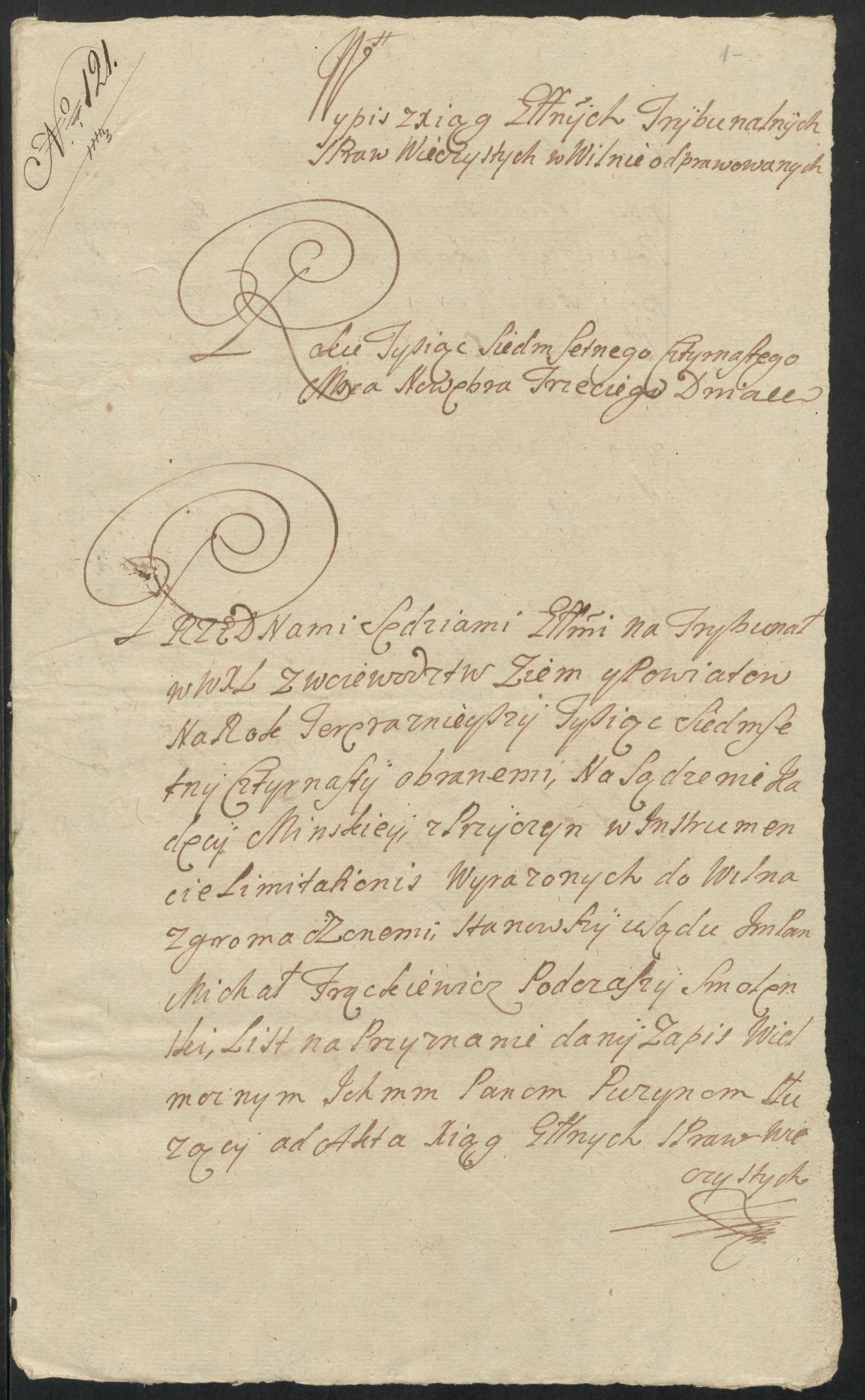 LDK Vyriausiojo Tribunolo nuolatinių reikalų knygų išrašas, Vilnius, 1714 m.