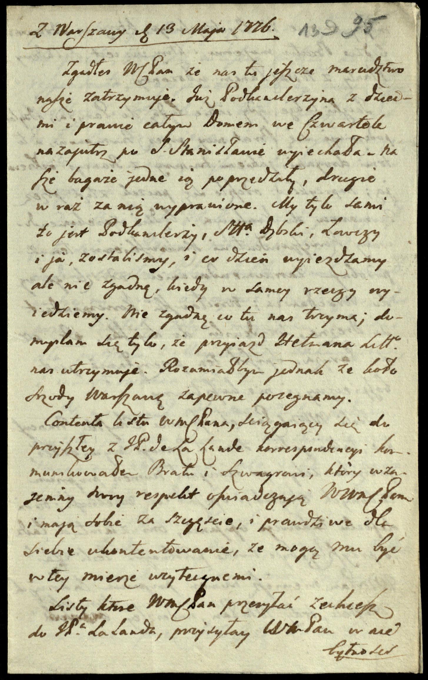 1776 m. laiškas apie LDK didįjį etmoną Mykolą Kazimierą Oginskį ir bajorišką politinę aplinką.
